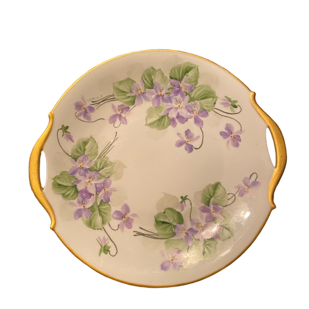 Antique Porcelain Serving Tray Handpainted Signed Walter Wilson